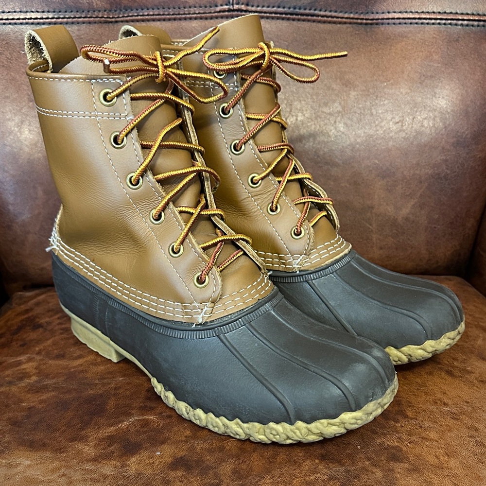 L.L. Bean 8” Lace-up Tan Leather Waterproof Duck Boots Men’s 8 Made in USA